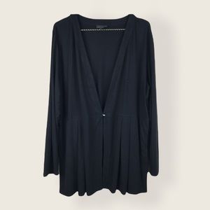 J Jill Wearever Black Pleated Open Front Cardigan